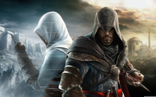 Man hooded outfit holding sword 2 - outfit holding free wallpaper