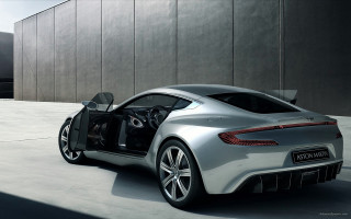 Silver sports car parked building - the door open free wallpaper