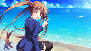 Beach ocean woman blue dress - a beach next free wallpaper for desktop