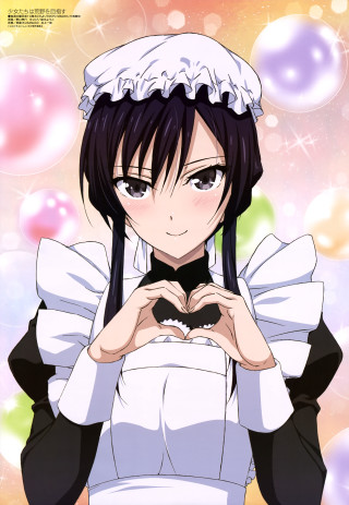 Girl white dress heart bubbles - object free wallpaper for mobile