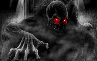 Creepy monster red eyes hands - dark fantasy art free wallpaper