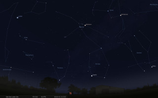 Night sky stars trees buildings - many star free wallpaper