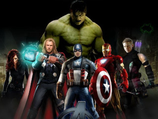 Avengers characters city skyline logo - a group of avengers characters free wallpaper