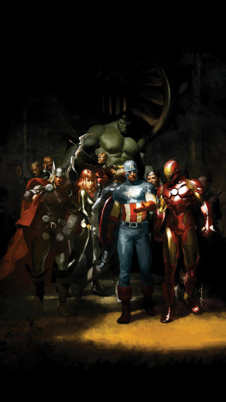 Avengers characters giant statue dark - ashcan school free wallpaper for mobile