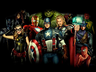 Avengers characters group black background - a group of avengers characters free wallpaper