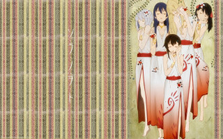 Women red white dresses striped - striped free wallpaper