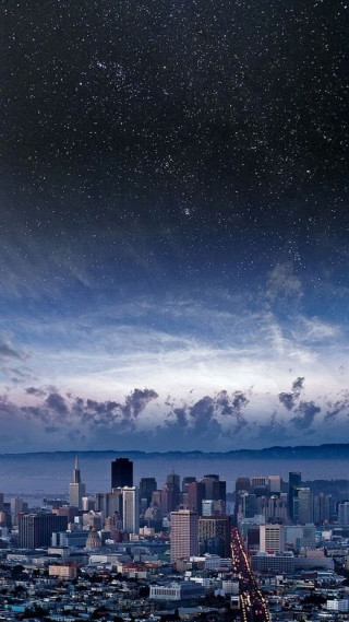 City skyline tall buildings night 17 - free sky wallpaper for mobile