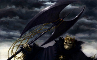 Skeleton holding giant black object - a skeleton holding free wallpaper