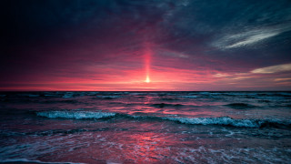 Red sunset ocean waves crashing - wave free wallpaper
