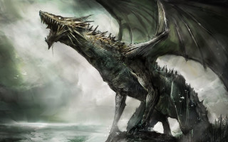 Dragon rock water wings spread - its wing free wallpaper
