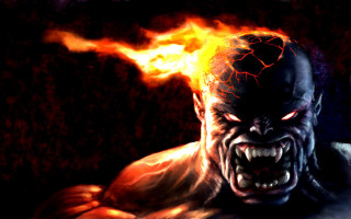 Demonic man large head fireball - a large head free wallpaper