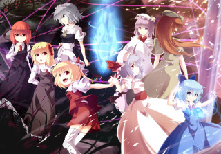 Anime girls dancing fireworks blue - madhouse free wallpaper for desktop