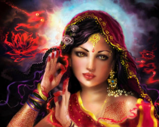 Woman red dress veil flame - ella guru free wallpaper