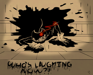 Cartoon person knife red eye - a childs drawing free wallpaper