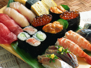 Sushi foods table napkin fork - other food free wallpaper