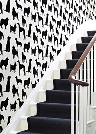 Staircase dogs wallpaper dog silhouette - the wall next free wallpaper