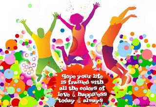 Jumping people quote colors love - a quote above them free wallpaper