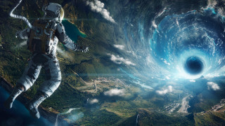 Space suit flying vortex cloud - a black hole in the middle free wallpaper