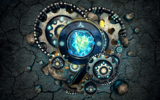 Clock surrounded items cracked surface - cracked free wallpaper