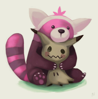 Cartoon raccoon hugging smaller raccoon - smaller free wallpaper for tablet