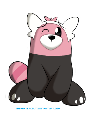 Pink black panda sitting crossed - free dogs wallpaper for mobile