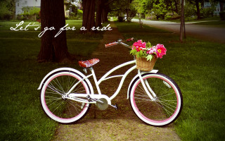 White bicycle flower basket sidewalk - bessie wheeler free wallpaper for desktop