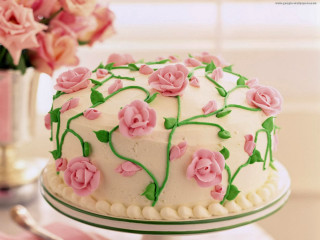 Cake pink flowers table vase - pastel free wallpaper