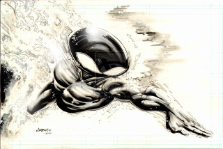 Spiderman water splash portrait comic - alan davis free wallpaper