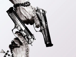 Hands holding guns cross image - the other hand free wallpaper