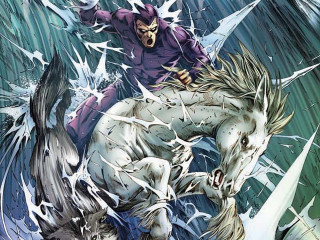 Man riding white horse wolf - alan davis free wallpaper