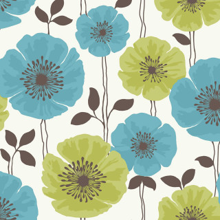 Blue green flower pattern white - free flowers wallpaper for tablet