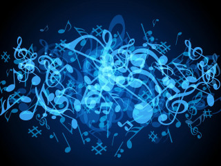 Blue background musical notes symbols - musical note free wallpaper