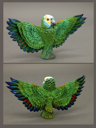 Green bird blue wings yellow - free bird wallpaper for mobile