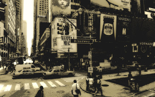 Busy city street black white - busy free wallpaper