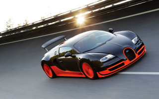 Bugatti sunshine driving road convertible - a bugatti car free wallpaper