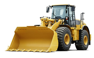Yellow bulldozer white background precisionism - hard surface free wallpaper for desktop