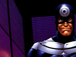 Man black white costume purple - mask free wallpaper for desktop