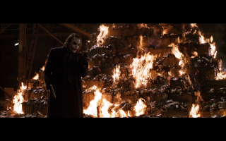 Man suit fire flames warehouse - epic scene free wallpaper