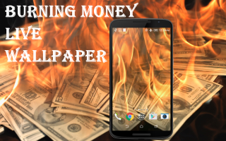 Burning money phone fire embers - live free wallpaper