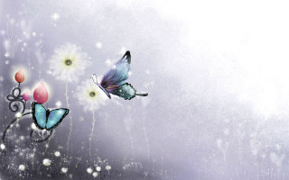 Butterflies flying flowers branch eggs - soft painting free wallpaper
