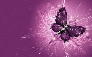 Purple butterfly swirls bubbles background - a white center free wallpaper