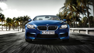 Blue car palm trees bridge - ahmed yacoubi free wallpaper