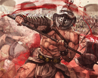 Man sword helmet crowd painting - holding free wallpaper for desktop