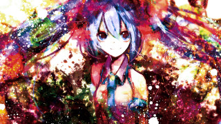 Girl blue hair tie colorful - neoexpressionism free wallpaper for desktop