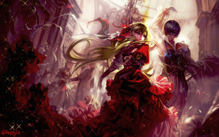 Anime couple characters room red - the ceiling free wallpaper for desktop