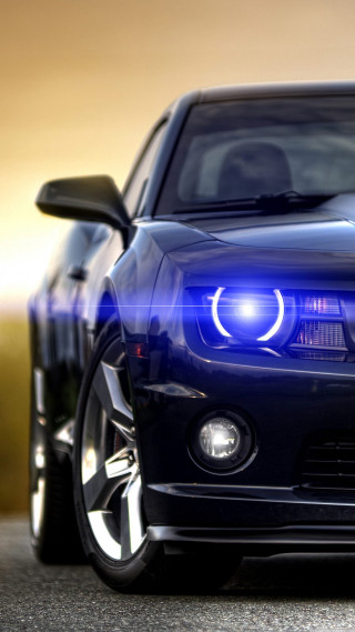Blue car bright headlight driving - bright free wallpaper for mobile