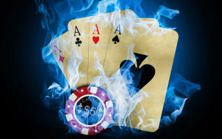 Burning card casino chip blue - blue flame free wallpaper