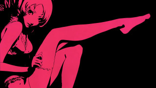 Woman black dress holding pink - allen jones free wallpaper