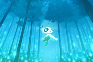 Cartoon character floating forest trees - a creature free wallpaper for desktop
