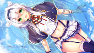 Anime girl white hair green 3 - leg free wallpaper for desktop